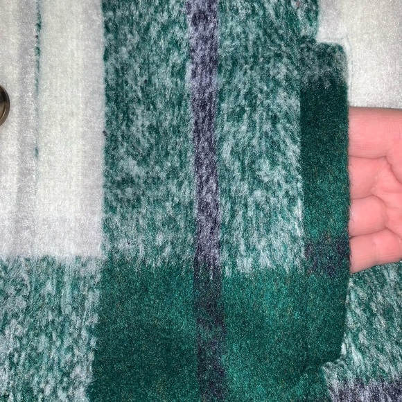 Avec Les Filles sz XS green white plaid button up long sleeve jacket shirt coat - Picture 7 of 13